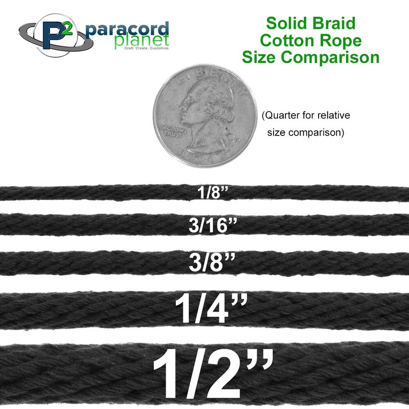 Solid Braid Poly Cotton Rope  3/8, 1/4, 3/16, and 1/8 Inch Sizes gallery