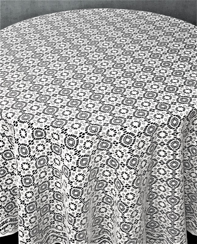 Marquise White Lace Tablecloth 90" Round Diningroom Wedding Banquet Party gallery