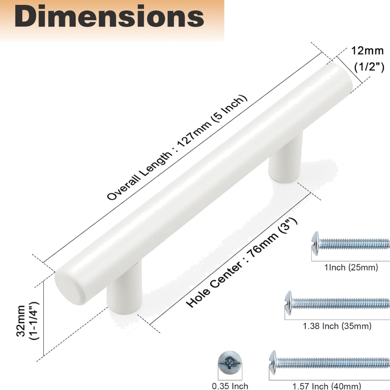 10 Pack| White Cabinet Pulls 3 Inch Modern Cabinet Hardware Euro T Bar Handle... gallery
