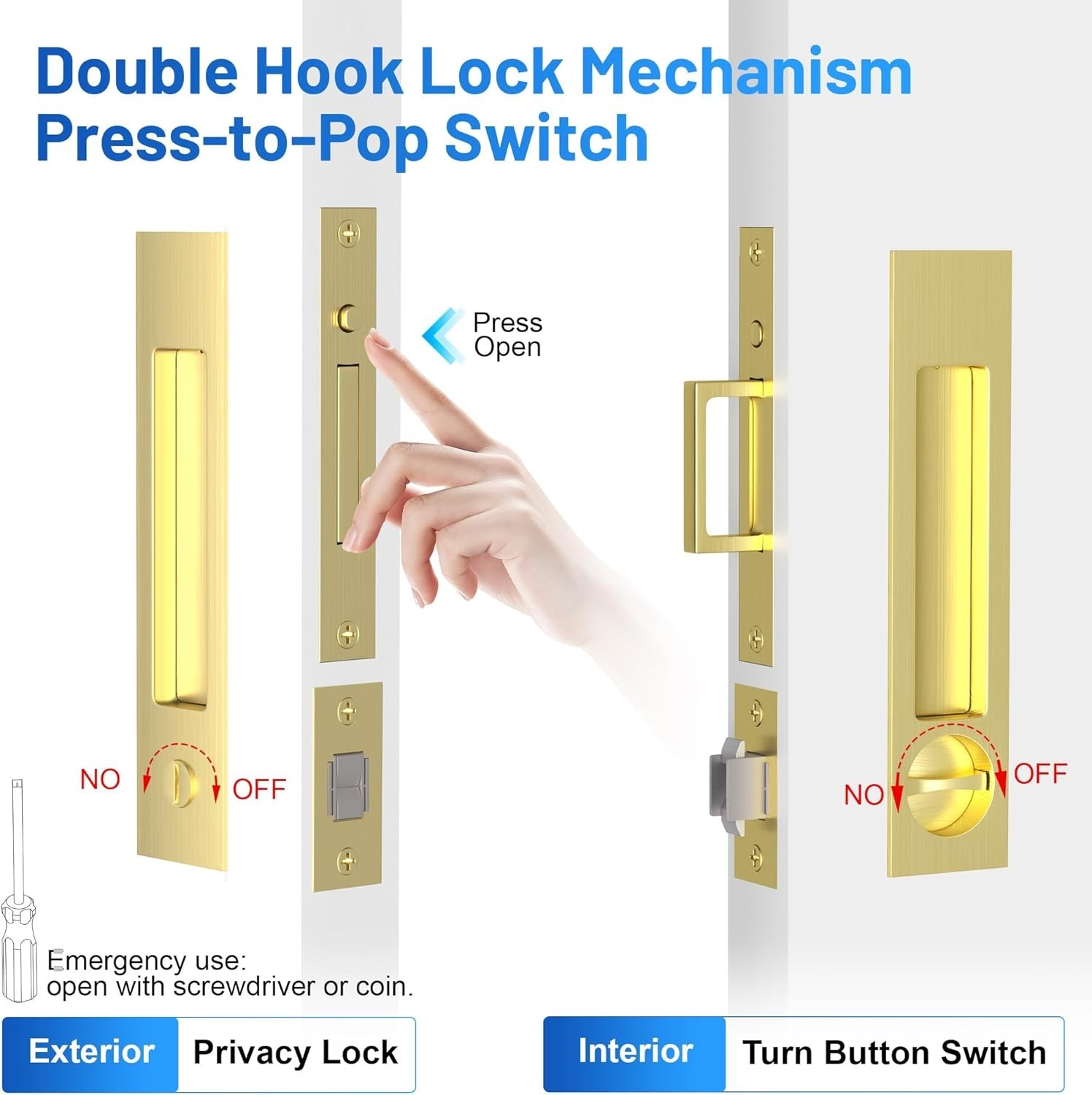 Pocket Door Handle and Edge Pull Recessed Sliding Door Hardware 1 3/8” to 2 3/16 gallery