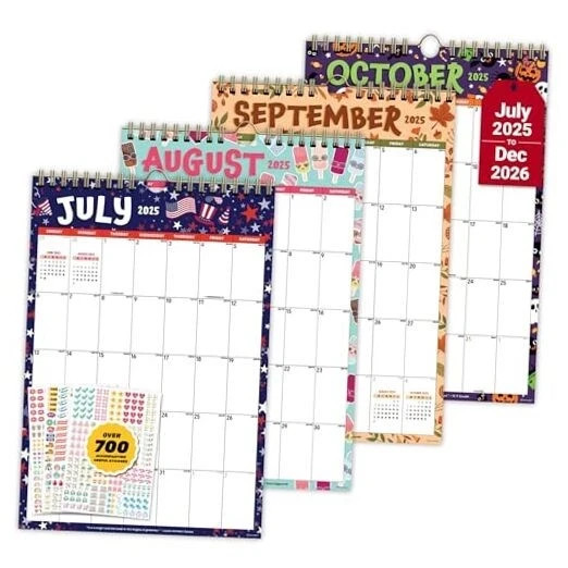 18 Months Colorful Academic Vertical Wall Calendar 2025 July 2025 to Assorted gallery