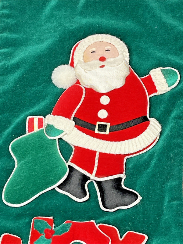 Marshall Fields 3D Santa Claus w/Joy Green Velvet Christmas Stocking 16" gallery