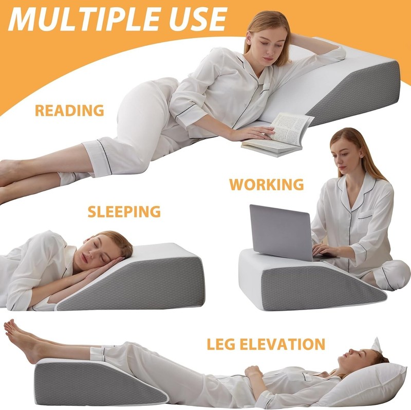 Stylish Leg Elevation Pillow with Removable Washable Cover - 8 Inch Foam Wedge gallery