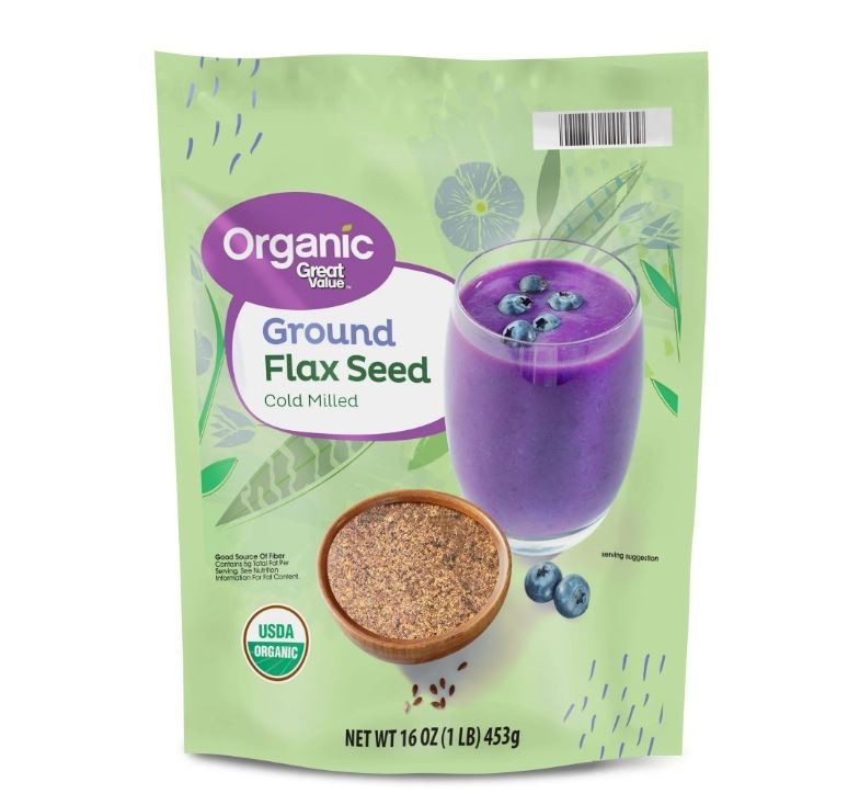 2 pk,Great Value Organic Ground Cold Milled Flax Seed,16 oz,453g,Allergen Free. gallery