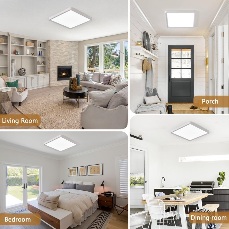 12 Inch Square LED Flush Mount Ceiling Light, 30W, 3000LM Square Light Fixtur... gallery
