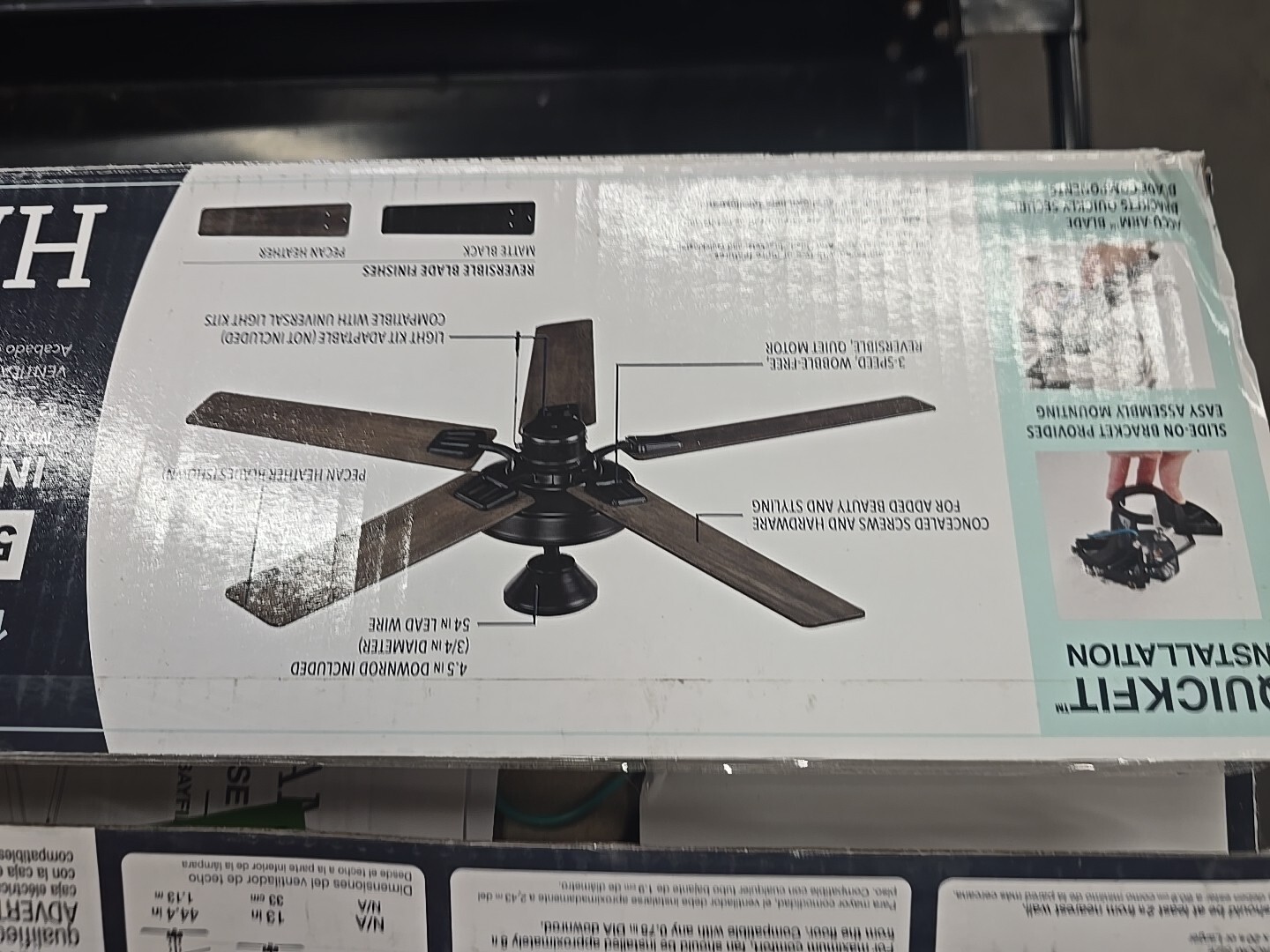 Hampton Bay Bayfield 52 in. Indoor Matte Black Dry Rated Downrod Ceiling Fan gallery