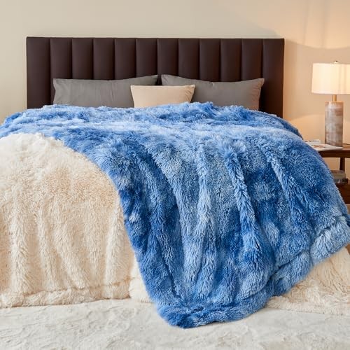 Fuzzy Faux Fur Throw Blanket Super Soft Cozy Plush Fuzzy Throw(50"x60") Indigo gallery