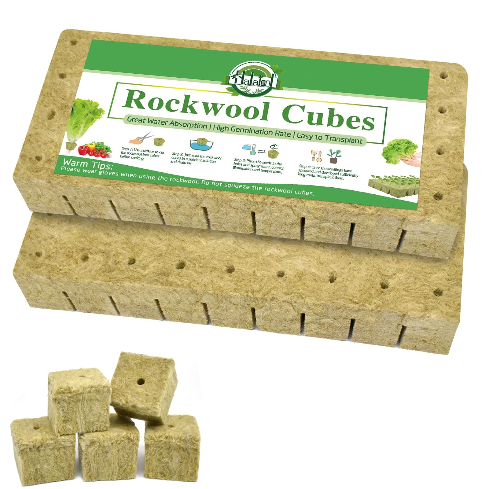 72PCS 1.2 Inch Rockwool Cubes Seed Starter Plugs for Hydroponics & Cloning gallery