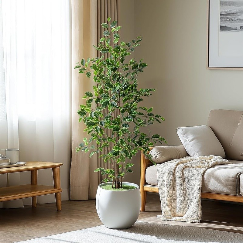 Artificial Ficus Tree Indoor Null Maintenance Lifelike Leaves Decorative Planter gallery