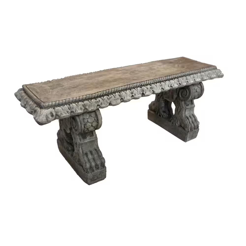 Rope Edge Concrete Garden Bench with Claw Legs gallery