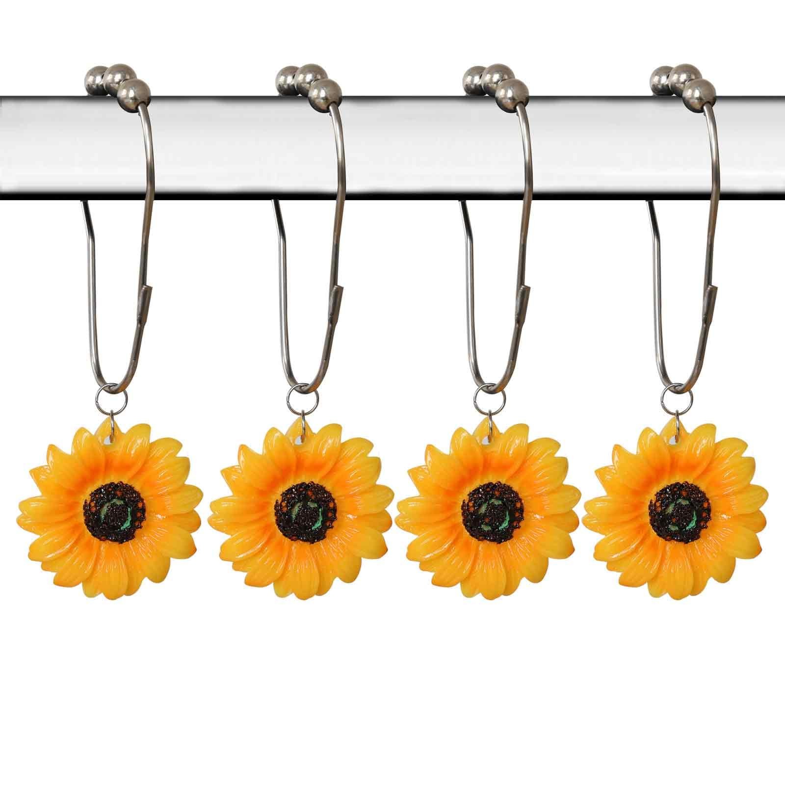 Sunflower Shower Curtain Hooks Decorative Yellow Flowers Daisy Silver gallery