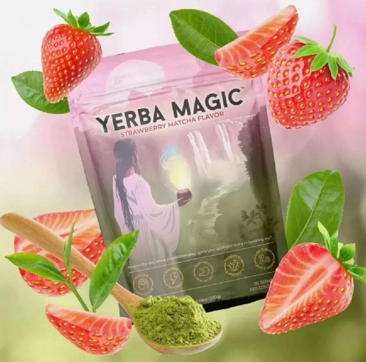 Authentic Brainista Yerba Magic Variety Yerba Mate Tea Powder Strawberry Peach gallery
