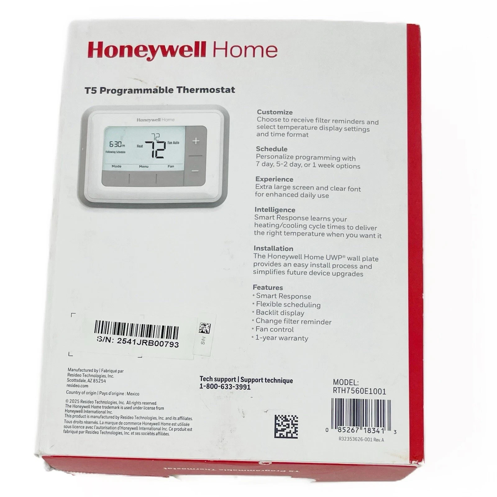 Honeywell T5 7-Day Programmable Thermostat (RTH7560E1001) NEW FREE SHIPPING! gallery