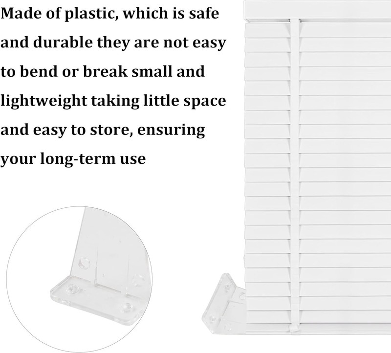 4Pcs Hold Down Bracket for 2" Blinds, Clear Plastic Bottom Rail Hold Clips with gallery