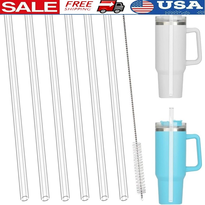 Replacement Straws Stanley Tumbler 12 Inch Reusable Straws W/ Cleaning Brush New gallery