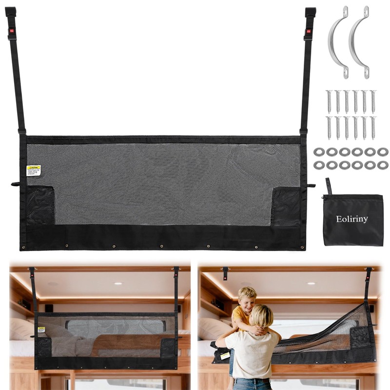 59" x 18" Adjustable RV Bunk Bed Safety Net with Quick Release Buckles - Travel gallery