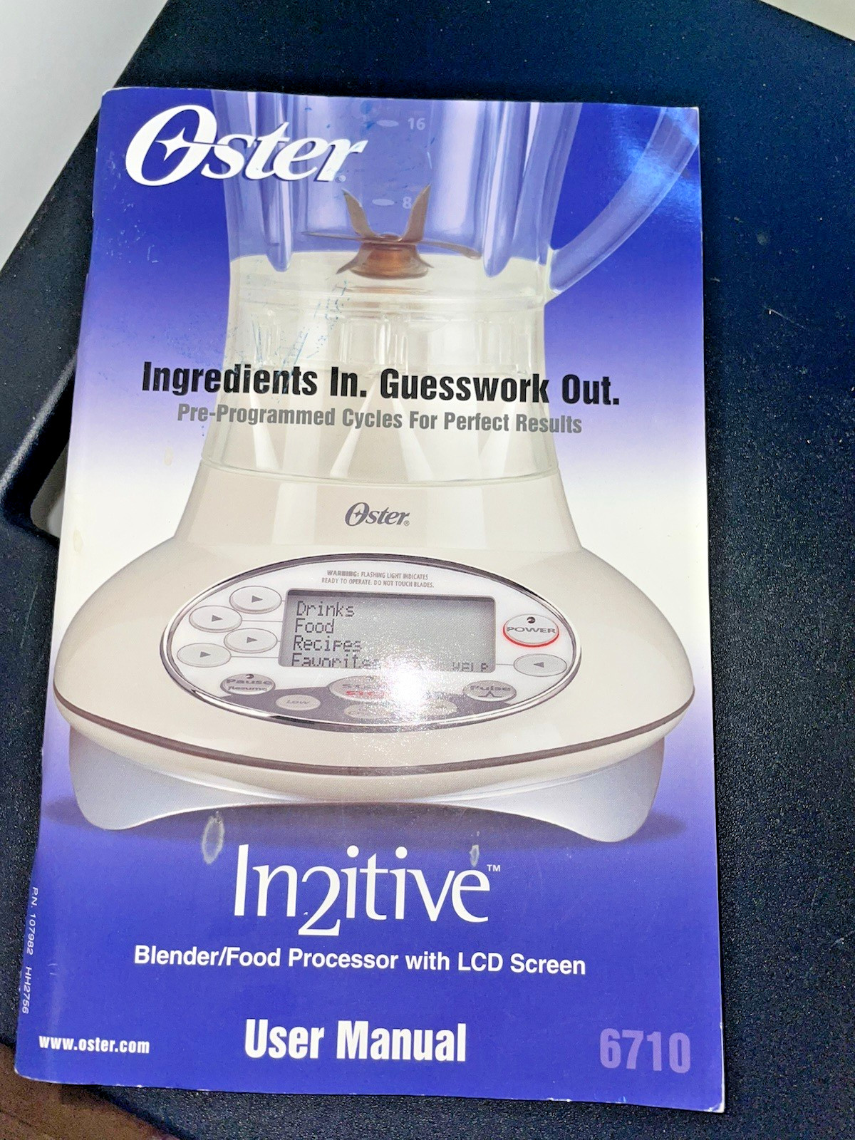 Oster 6710In2itive *USER MANUAL/RECIPES ONLY!* Blender/Food Processor LCD screen gallery
