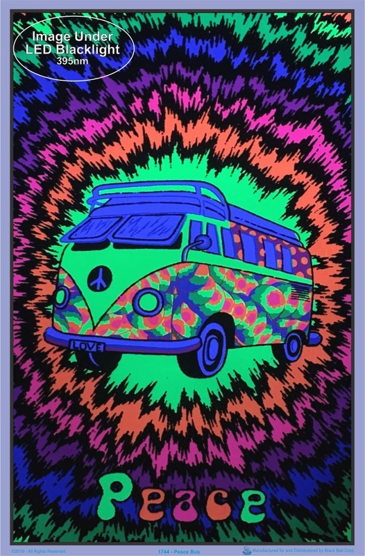 Peace Bus Flocked Blacklight Poster - 23" x 35" gallery