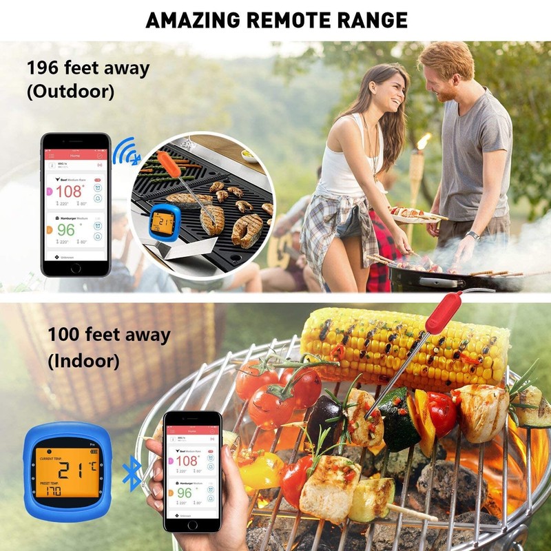 Wireless Bluetooth Meat Thermometer with 6 Temperature Probes for Grilling Blue gallery