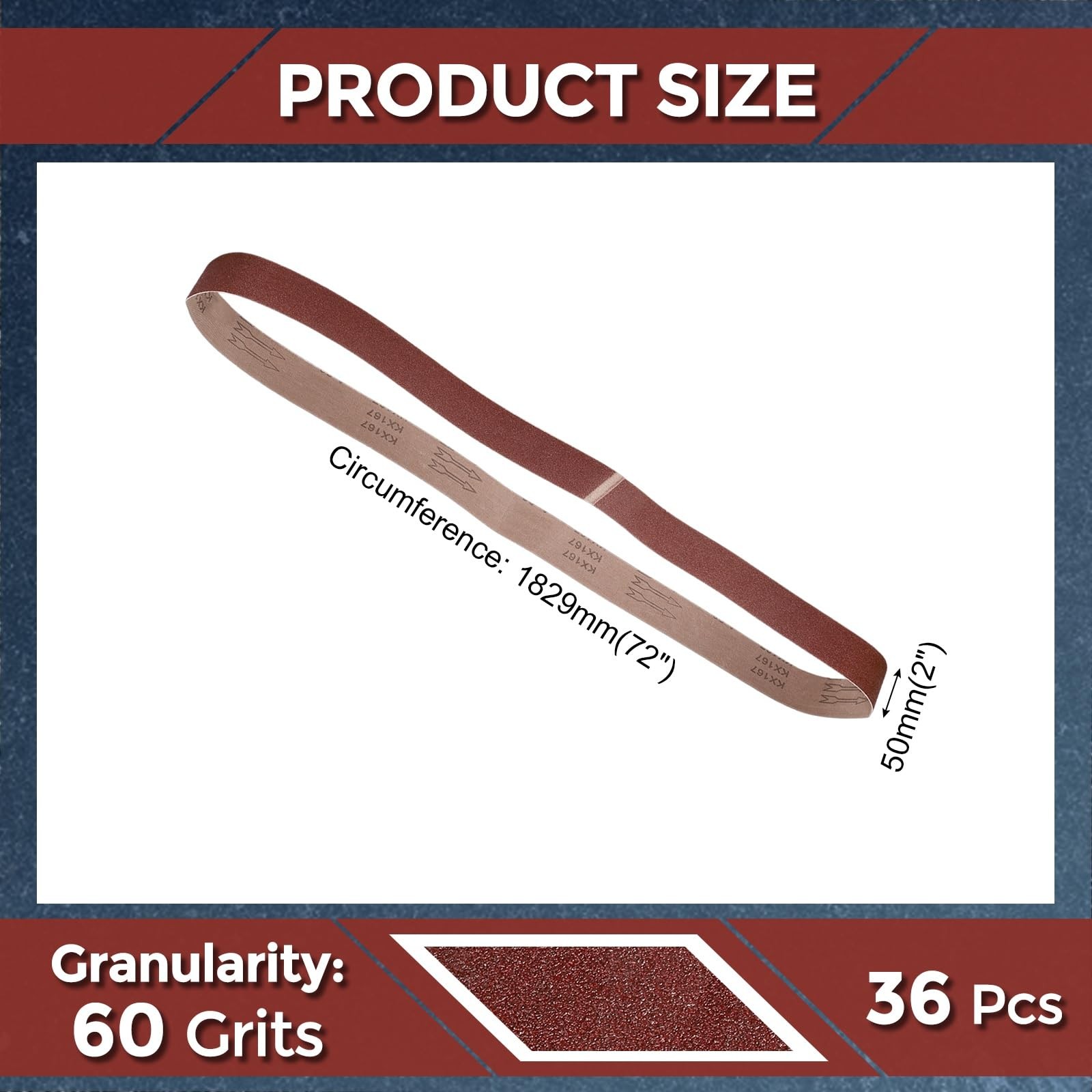 Kozelo 36 Pcs Sanding Belts 2 X 72 Inch 60 Grit Aluminum Oxide Abrasive gallery