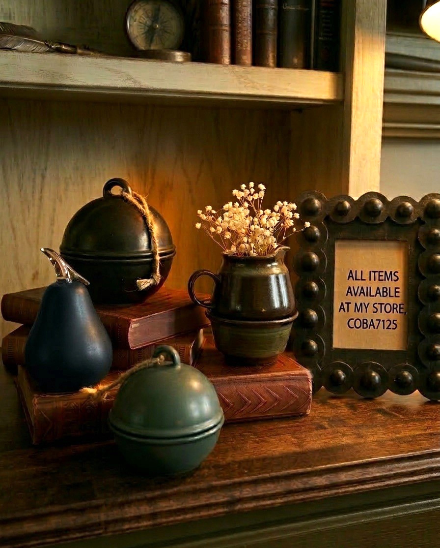 Handmade Studio Vase Pottery Creamer & Sugar Set Stacking Moss Green Espresso gallery