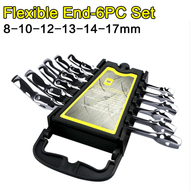 6/7pc Combination Wrench Set Open & Ratcheting Box End, Chromium Vanadium Alloy gallery