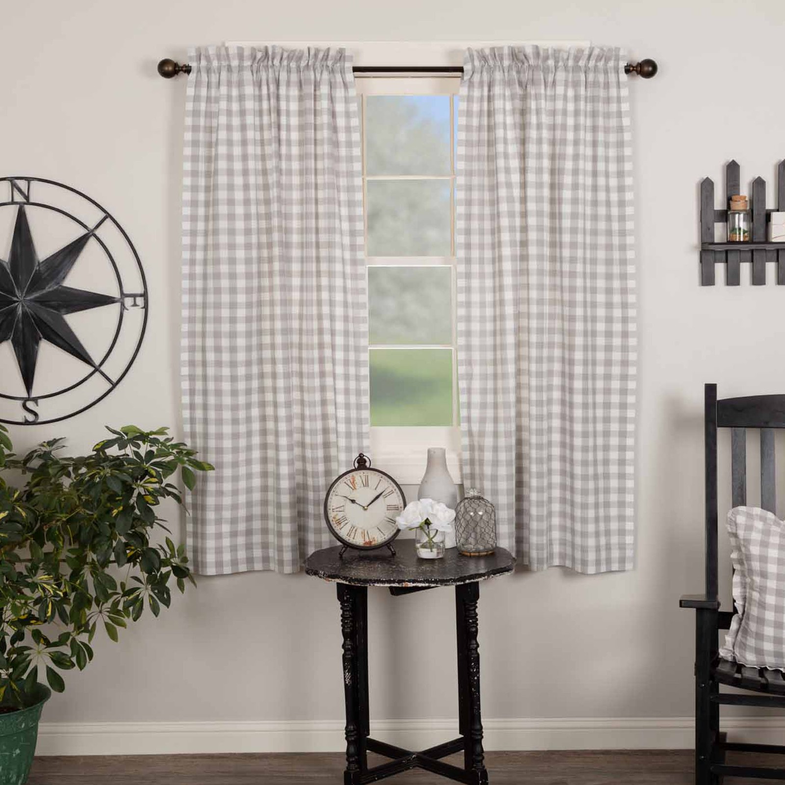 Farmhouse 63"x36" Panel Pair Creme Rod Pocket Annie Window Curtains VHC Brands gallery