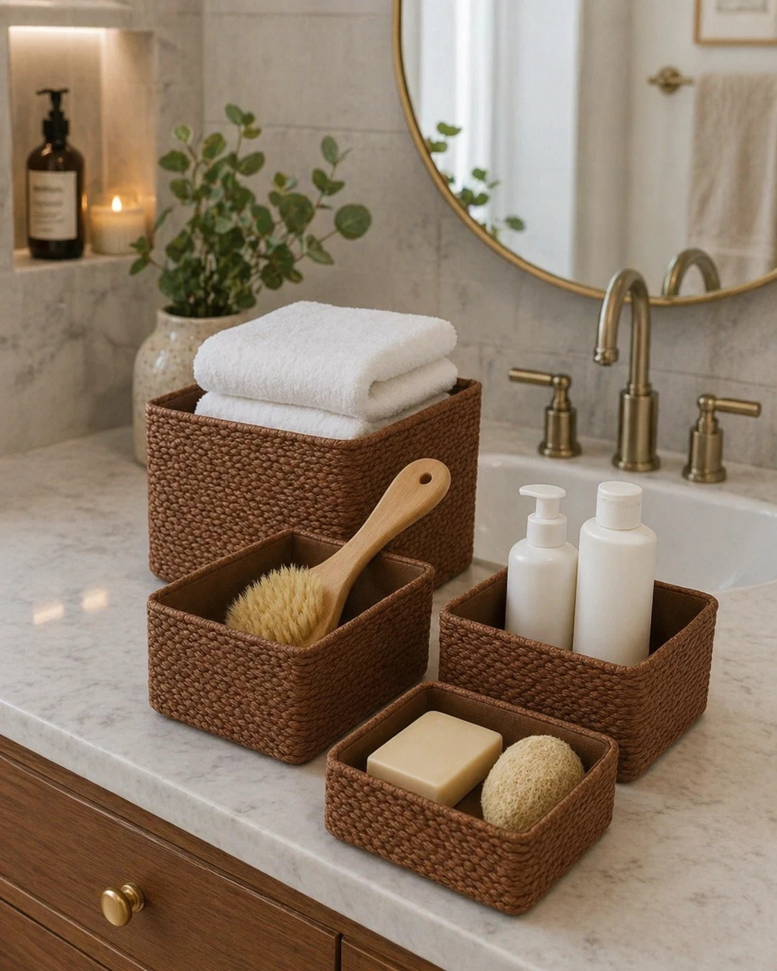Recycled Wicker Storage Basket SET of 4 Paper Rope Storage Bins - Baskets .. gallery