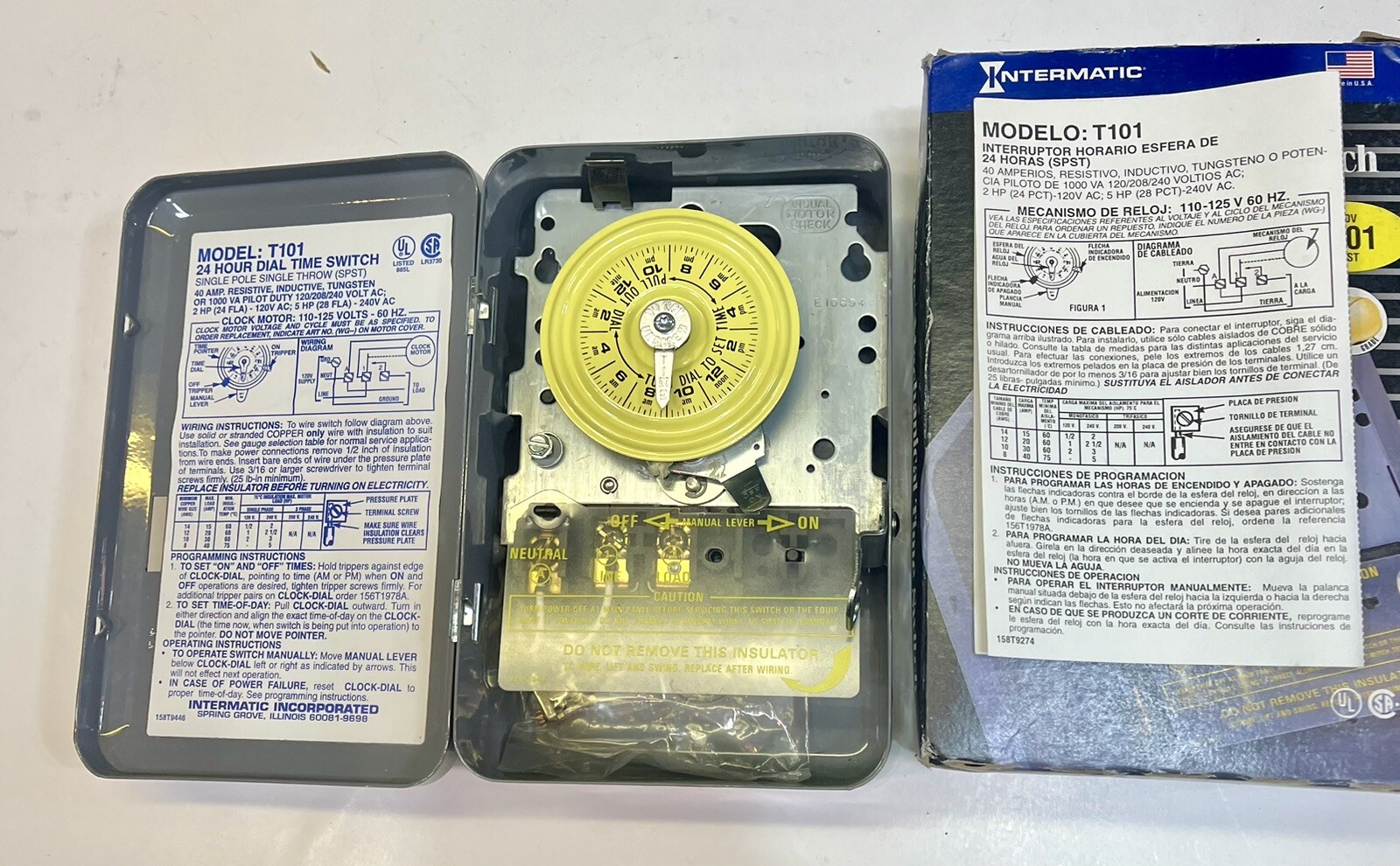 Intermatic T101R SPST 24 Hour Mechanical Time Switch Gray, 120V Electric Timer gallery