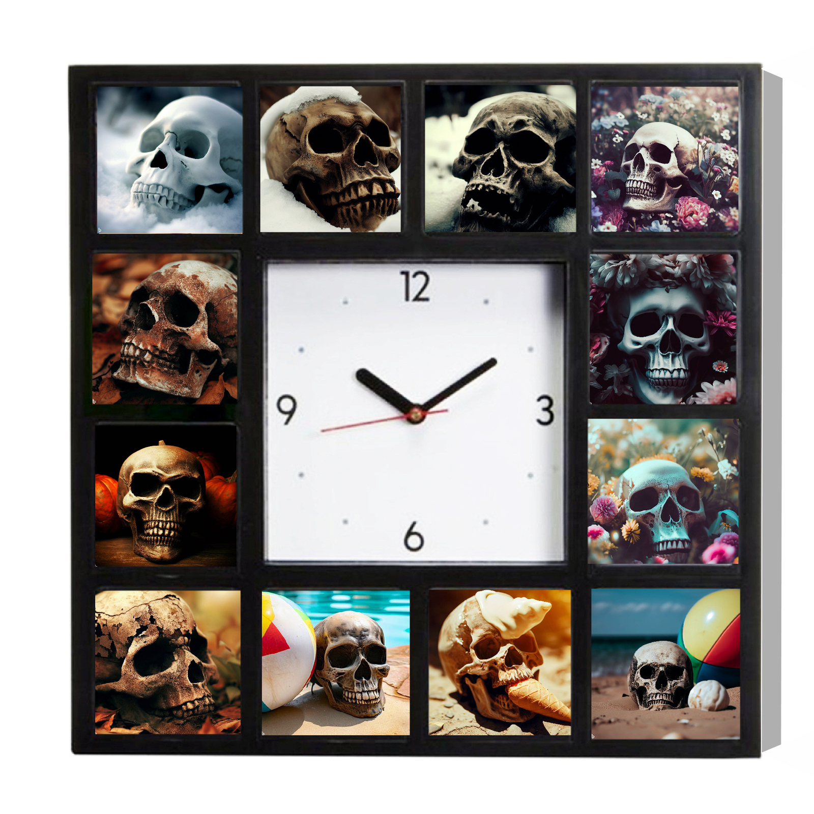Skull Weird Scary Odd Clock Fall Summer Winter Spring NEW. only 250. Haunted gallery