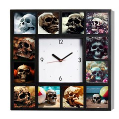 Skull Weird Scary Odd Clock Fall Summer Winter Spring NEW. only 250. Haunted