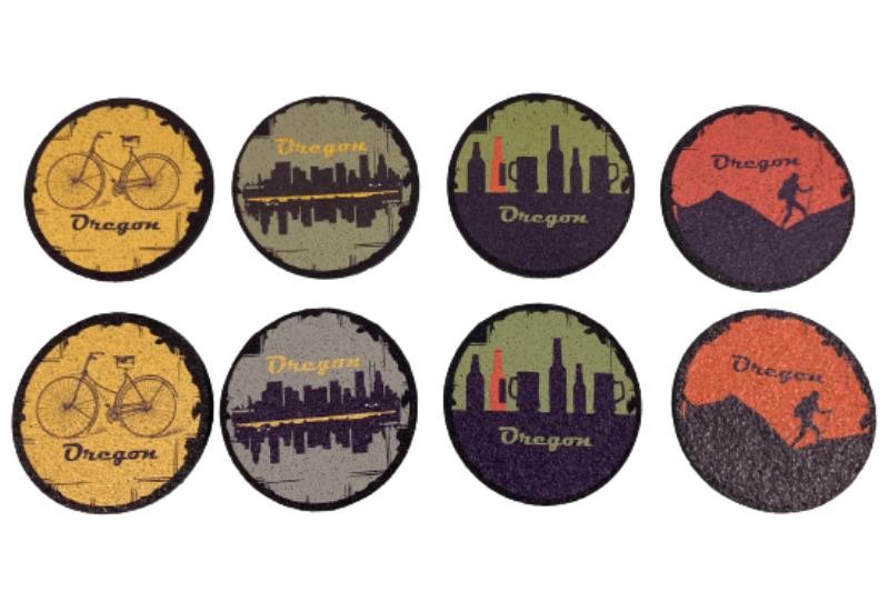 Flox Oregon Design Recycled Rubber Coasters Set of 8 in Original Boxes gallery