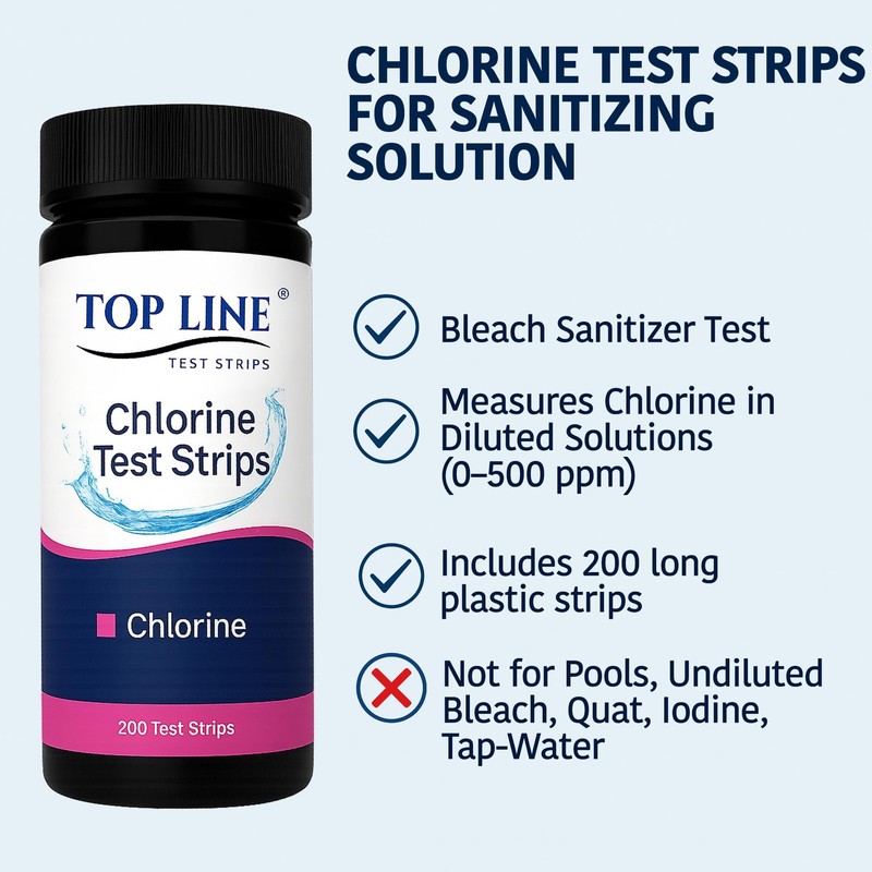 200 Strips - Chlorine Sanitizer Test Strips Food Service 0-500 ppm (Value Pack) gallery