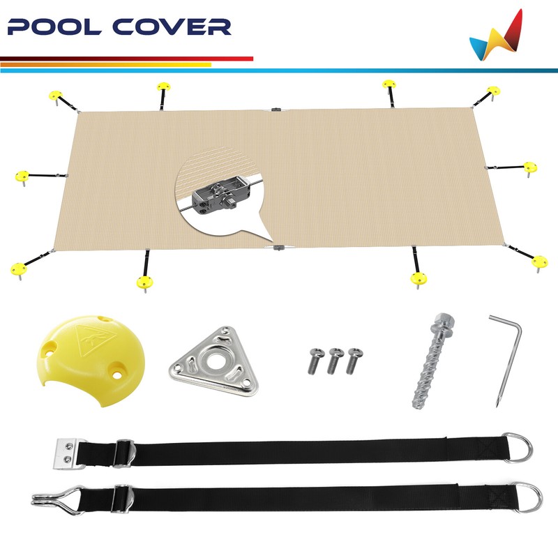 Winter Pool Cover Rectangle Heavy Duty Safety Inground Swimming Pool Cover Beige gallery
