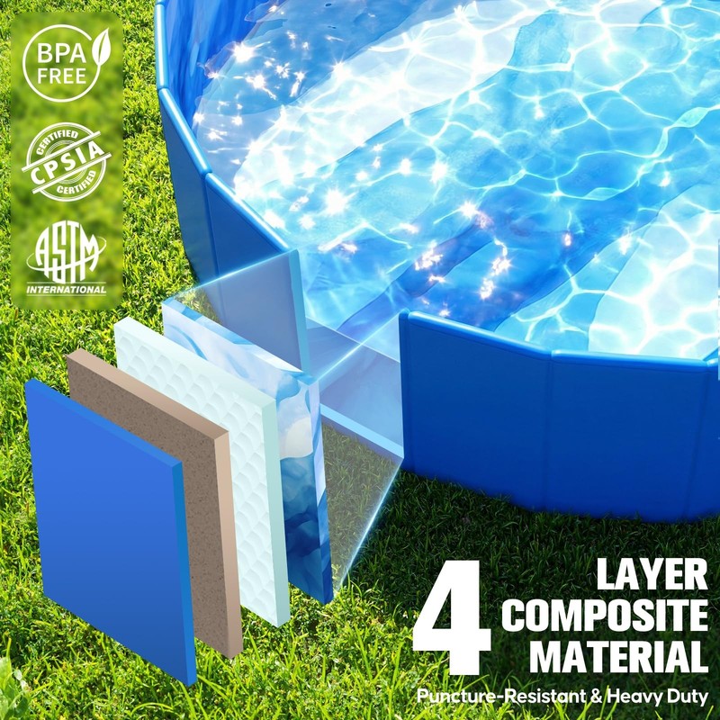 2026 Foldable Dog Kiddie Pool,Portable Hard Plastic Dog Pool,Thickened Kids Swim gallery