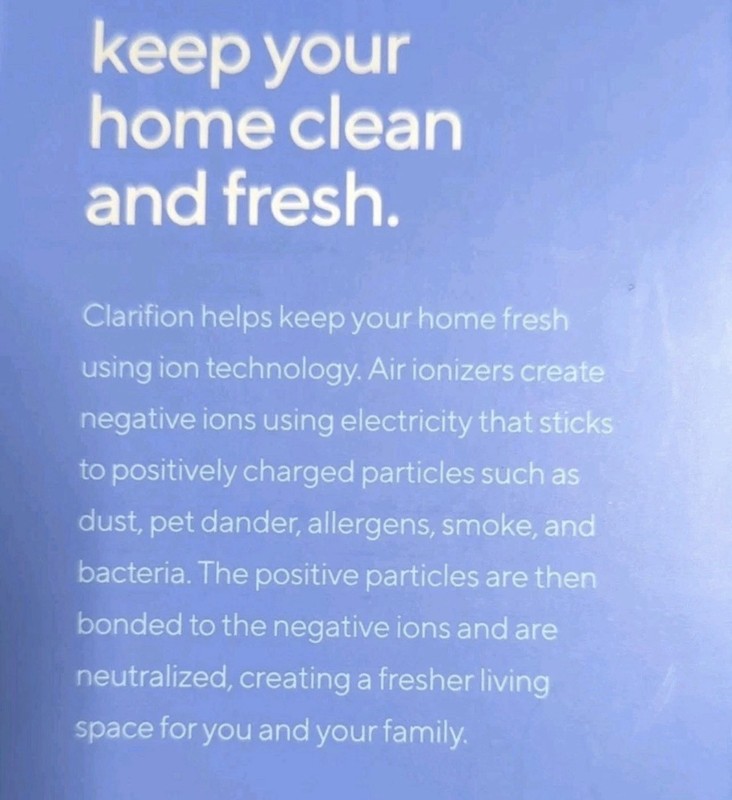NEW | CLARIFION Air Ionizer Ionic Purifier Filterless Plug In | IN BOX gallery