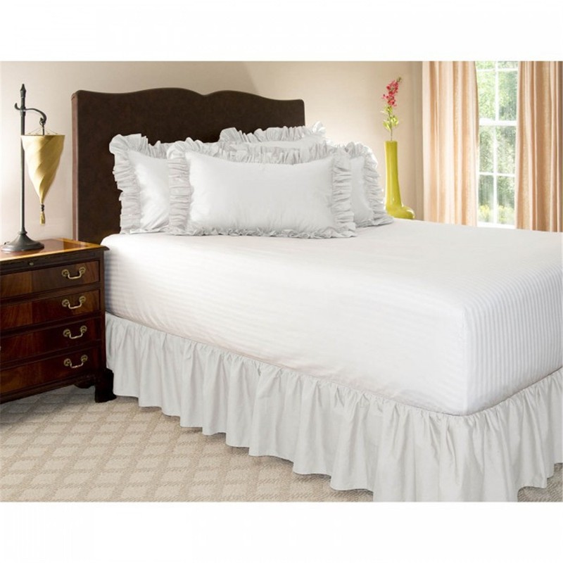 Elastic Bed Skirt Solid Color Hollow Ruffle Bed Cover Twin Full Queen King Size gallery