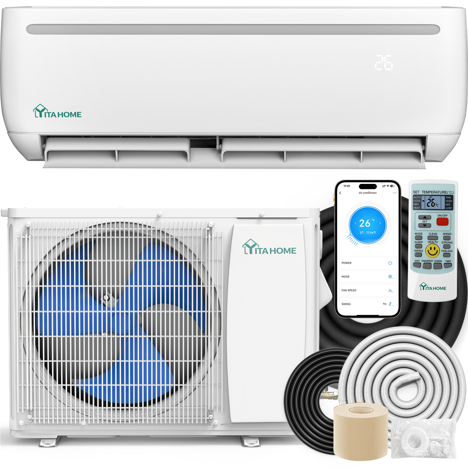 12000 BTU Mini Split Air Conditioner Heat Pump System 17 SEER2 208-230V Wifi gallery