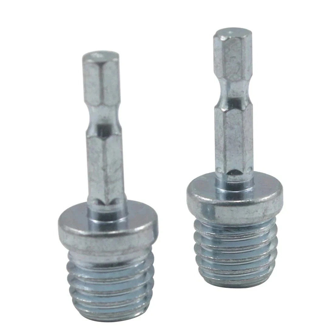 2 Pcs 5/8"-11 Male Thread to 1/4" Hex Shank Drill Adapter, 5/8”-11 UNC Thread to gallery