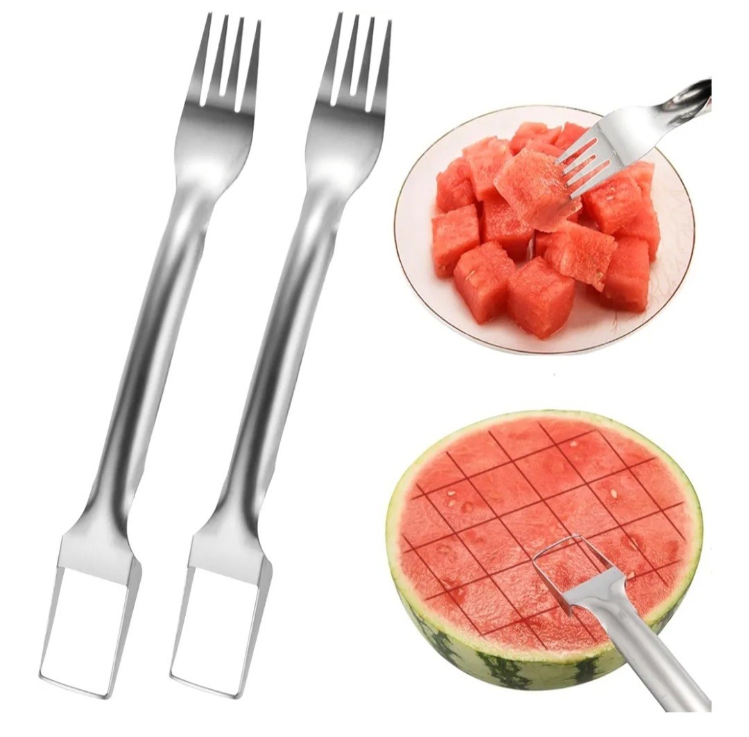 4Pcs Watermelon Fork Slicer Cutter, Stainless Steel 2-in-1 Portable gallery