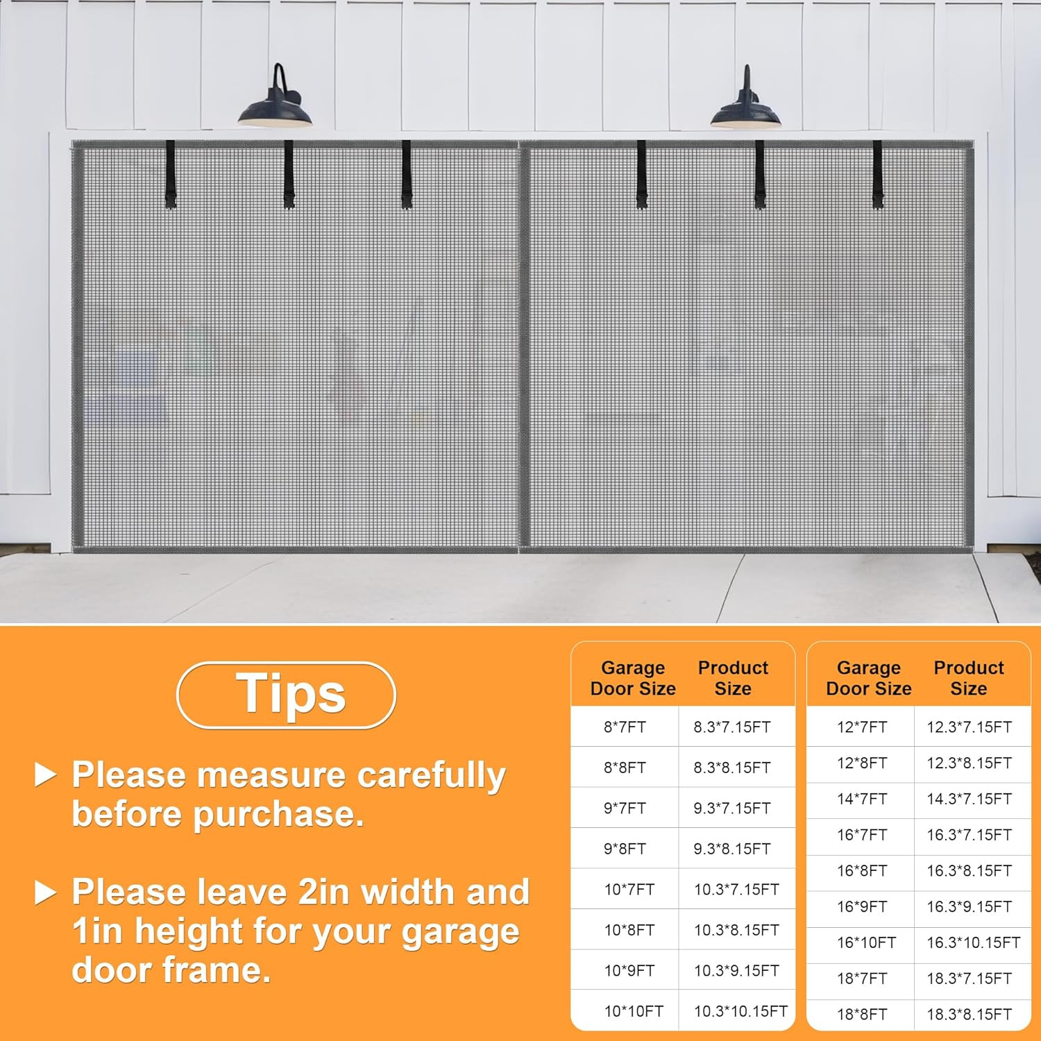 Privacy Garage Door Screen Blackout for 2 Car Garage-16X7Ft Privacy Silver Grey gallery