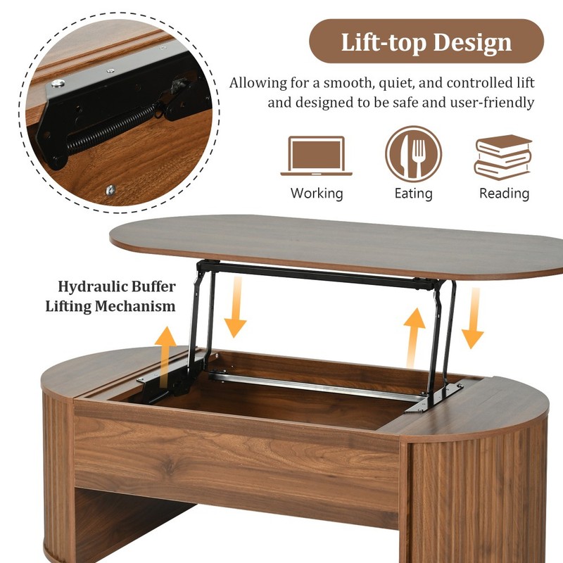47.2''Lift Top Coffee Table with Hidden Compartment, Partially Assembled Wooden gallery