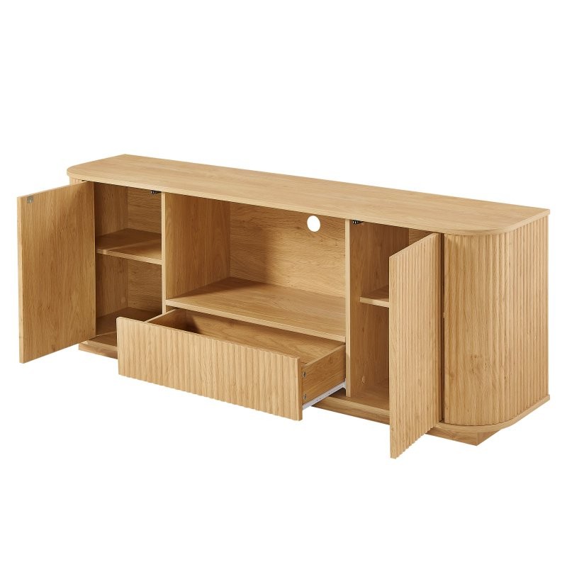 Wavy Sideboard TV Stand Rounded Sideboard Wooden Vertical Stripe Storage Cabinet gallery