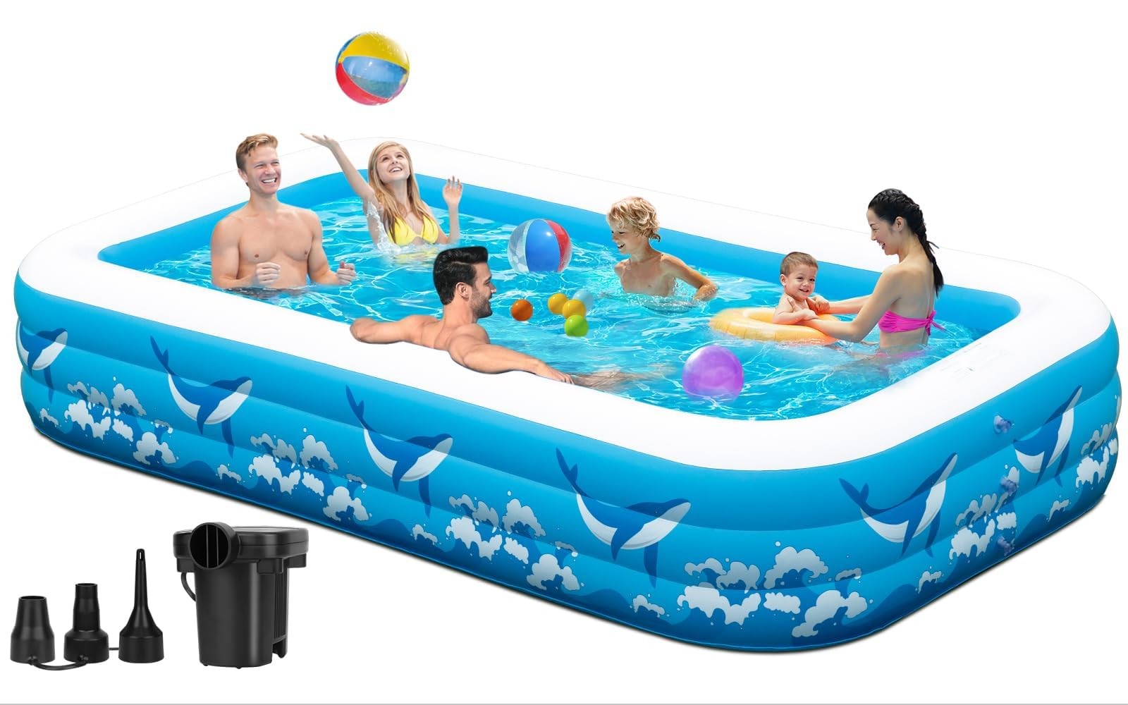 Best Large Inflatable Swimming Pool for Adults Kids - 130"x72"x22" Blow Up Pools gallery