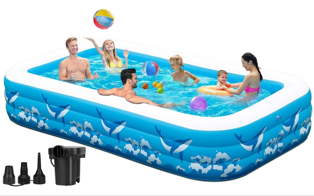 Best Large Inflatable Swimming Pool for Adults Kids - 130"x72"x22" Blow Up Pools