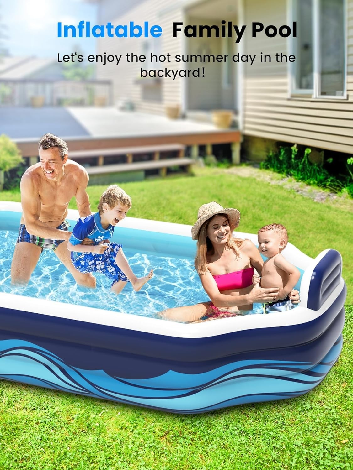 Inflatable Pool for Kids & Adults | Oversized Thickened Large Swimming Pool w... gallery