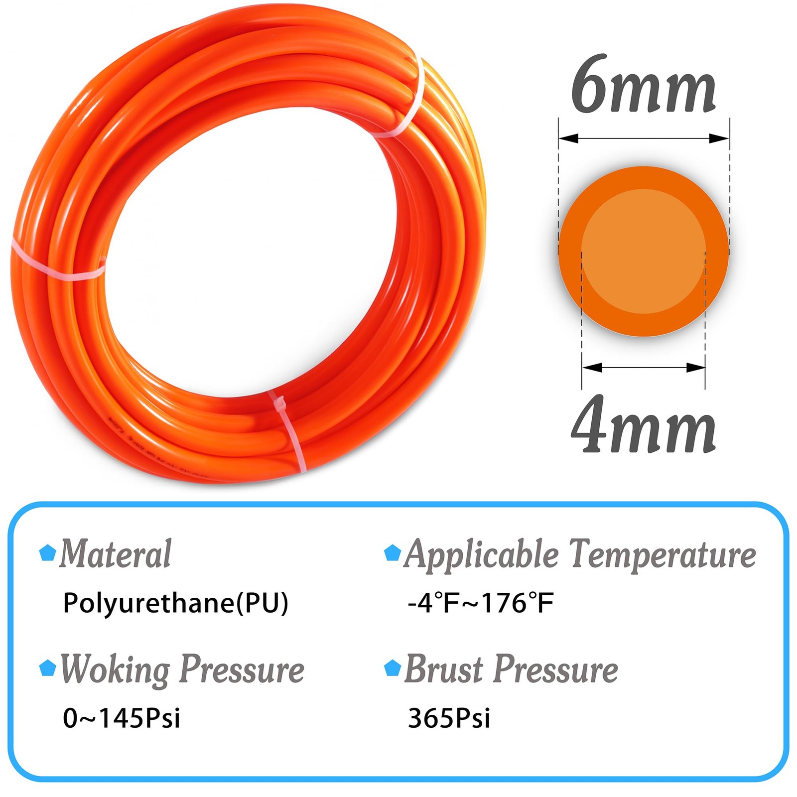 Msaeiqun Pneumatic Tubing Red Polyurethane Pu Air Hose Pipe Tube Kit 6Mm Od 4Mm gallery
