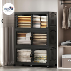145Gal/579Qt Stackable Storage Bins Folding Collapsible Storage Bins with Lid, C