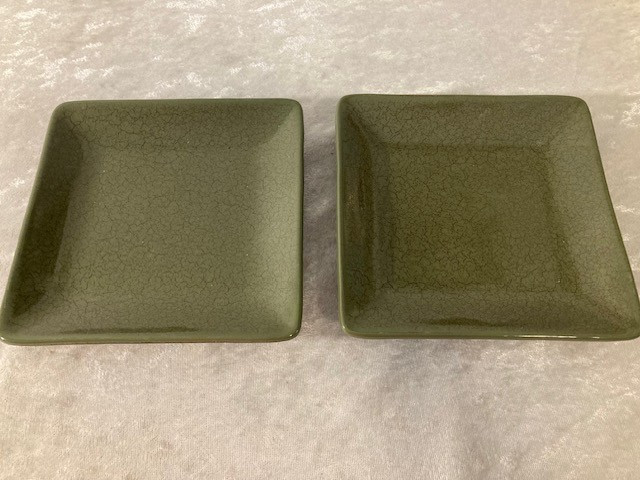 Tastefully Simple Small Square Plates Set of 2 Green 6" Square Appetizers