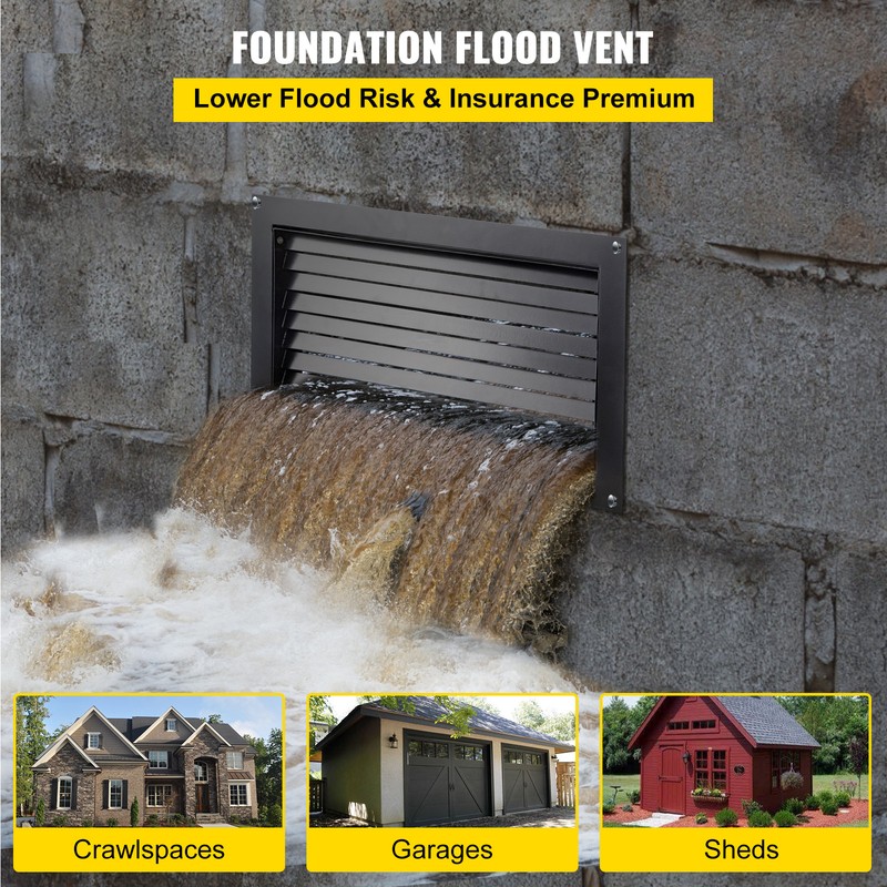 VEVOR Crawl Space Flood Vent Foundation Flood Vent 8"Height x 16"Width Wall Vent gallery